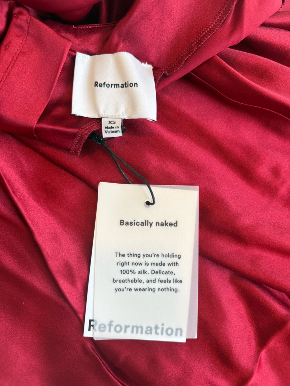 Reformation NWT Jeany Silk Dress Sangre XS MSRP $348 - Picture 6 of 10